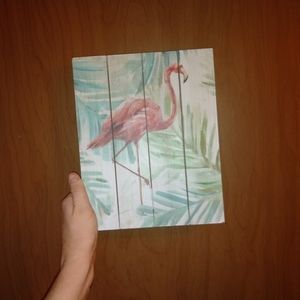 Smaller flamingo wooden picture